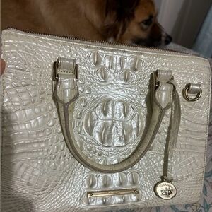 Brahmin Ivory Crocodile Embossed Satchel